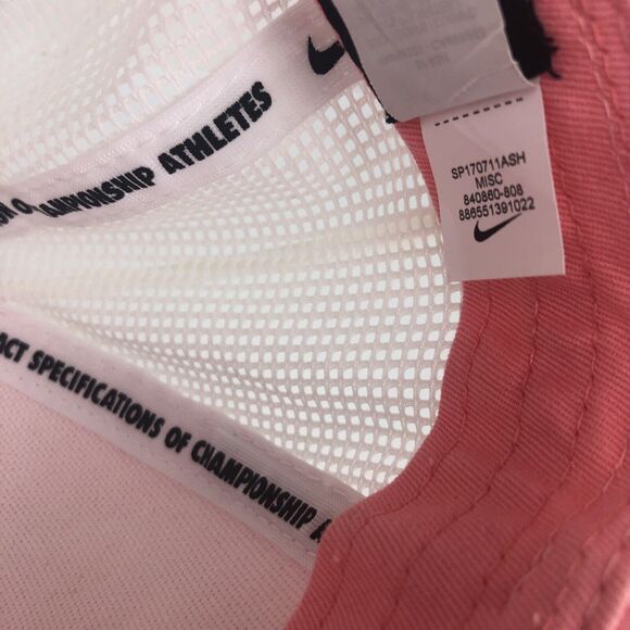 Vintage Nike Snapback Truckers Hat Mesh Back Block Letters Pink Cap #56323 Nice - Picture 10 of 12